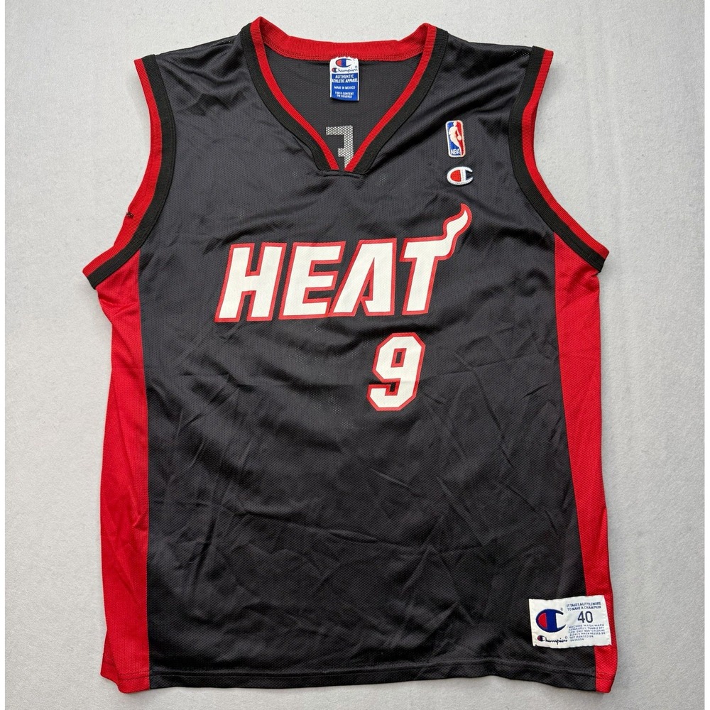 Vtg Champion Miami Heat Dan Majerle 9 Jersey Men's 40 Medium Black NBA Mesh 90s